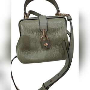 Kate Spade Olive Green Leather Top Handle Crossbody – Gold Lock Detail